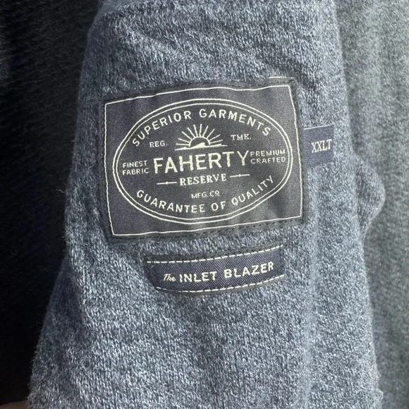 Faherty Inlet Blazer Deep Navy Cotton Blend Mens XL-Tall Utility Sport Coat
